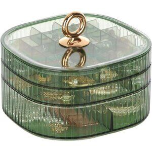 Acrylic jewelry organizer box 3 layer storage for earrings rings necklaces clips